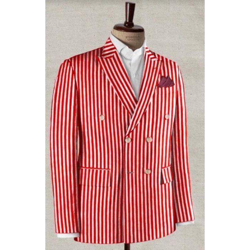 Blazer Croisé en Seersucker - Rouge