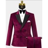 Mens Velvet Suit - Burgundy — Mens Suits & Blazers