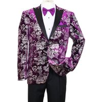 Men's Purple Velvet Floral Silver Jacket
