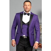 Tuxedo Ultra Ajusté Violet avec Gilet Croisé — Costumes et vestons pour hommes