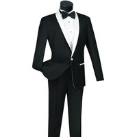 Tuxedo à Revers Châle Noir et Blanc 1 Bouton pour Hommes Alberto Nardoni
