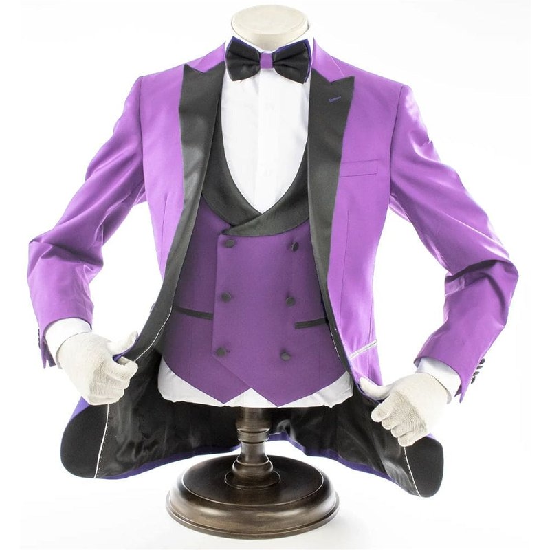Alberto Nardoni Mens 2 Button Peak Lapel Tuxedo with Double Breasted Vest — Mens Suits & Blazers