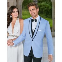 Tuxedo Bleu Clair avec Bord Noir en Satin