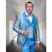Light Blue Tuxedo - Modern Fit Double Breasted Suit