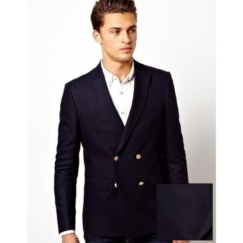 Veste de quatre boutons pour hommes en deux seins marine Solide Blazer — Costumes et vestons pour hommes