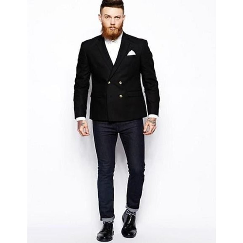 Alberto Nardoni Men's Double Breasted Indigo Navy Plaid Blazer — Mens Suits & Blazers