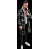 Manteau à carreaux noir pour homme avec fermeture à 4 boutons — Accessoires de mode
