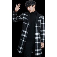 Hommes Noir Couleur Plaid Pardessus