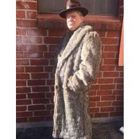 Men's Gray Overcoat with 4 Button Closure and Notch Collar