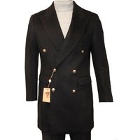 Men's Double Breasted Overcoat in Black