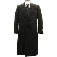 Men's Black Wool Trench Coat with 4 Button Closure