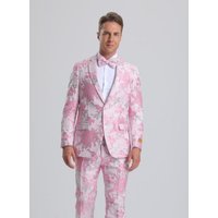 Men's Pink and Silver Floral Paisley Tuxedo