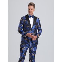 Men's Royal Blue & Gold Floral Paisley Tuxedo