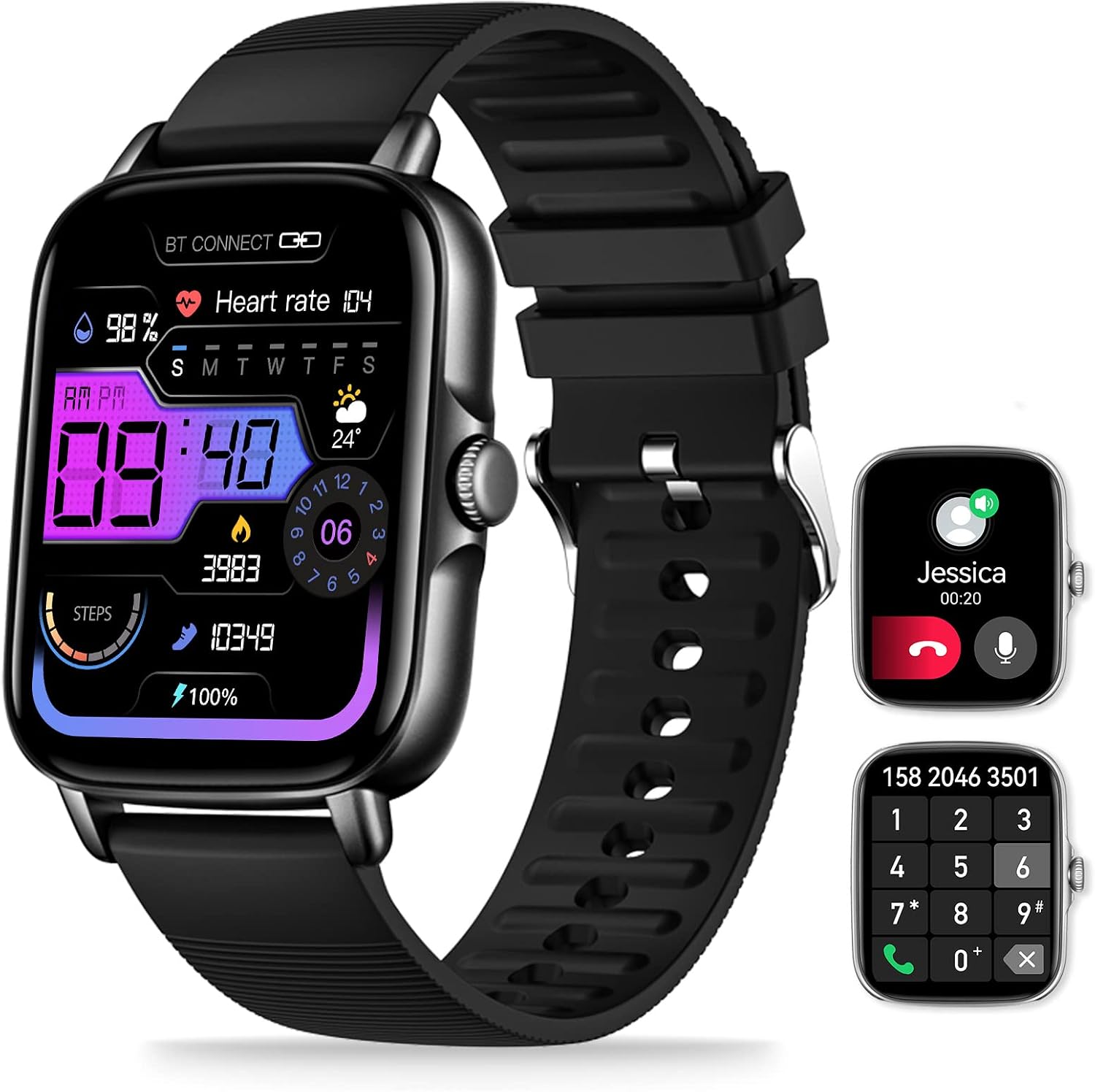 Montre Intelligente pour Hommes et Femmes avec Écran HD de 1,69" et Suivi de Fitness — Traqueur de condition physique