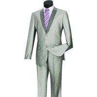 Alberto Nardoni Men's 2 Button Shawl/Peak Hybrid Sharkskin Tuxedo — Mens Suits & Blazers