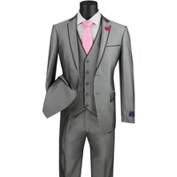 Alberto Nardoni Men's Ultra Slim Fit Sharkskin Tuxedo Grey
