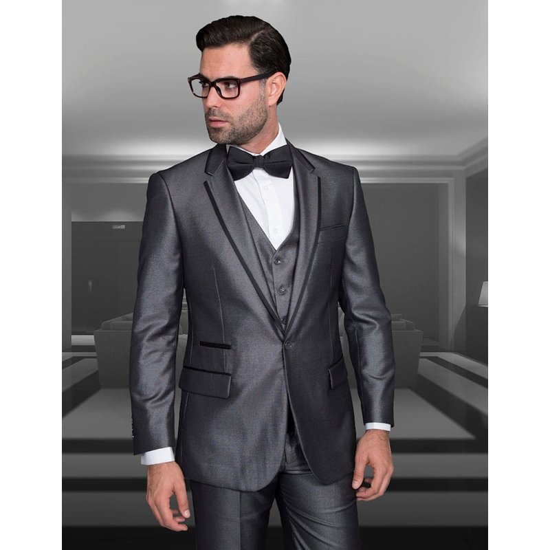 Tuxedo à Un Bouton en Satin pour Hommes - Gris d'Alberto Nardoni — Costumes et vestons pour hommes
