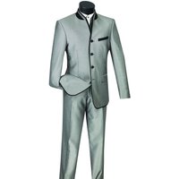 Alberto Nardoni Men's 4 Button Mandarin Tuxedo Sharkskin Silver Grey
