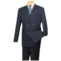 Lucci Men's Dark Navy 6 Button Double Breasted Blazer — Mens Suits & Blazers