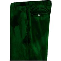 Mens Dark Green Velvet Pants Flat Front Unhemmed — Fashion Accessories
