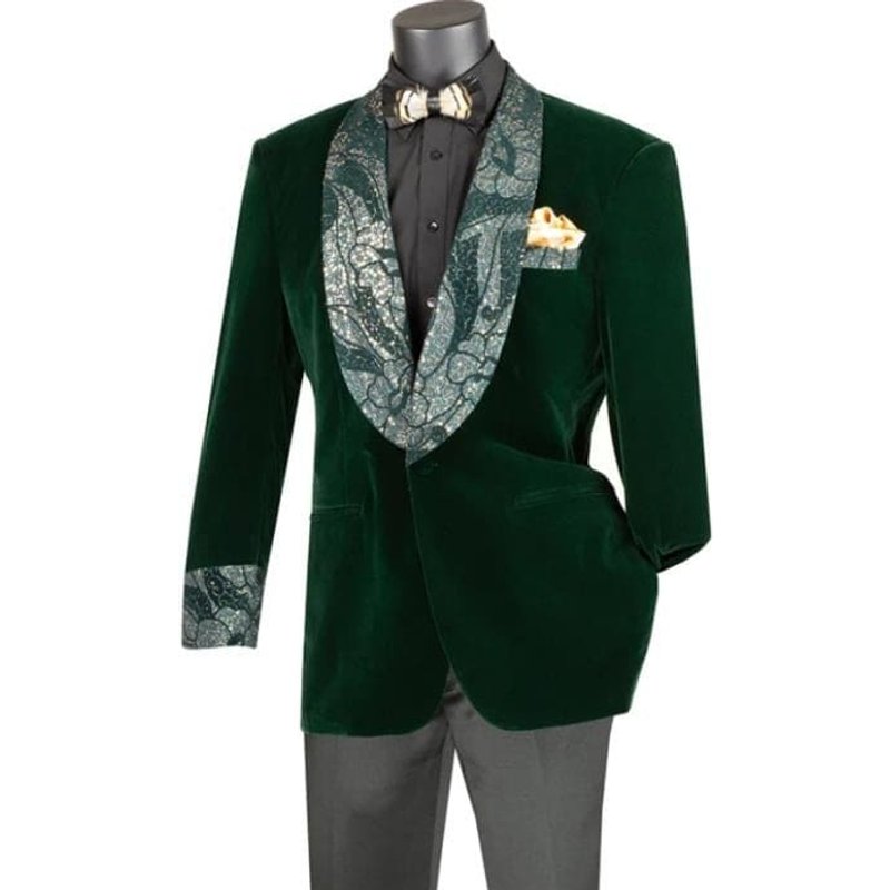 Veste en Velours Bleue pour Hommes avec Revers Châle Large — Blousons et vestes légères
