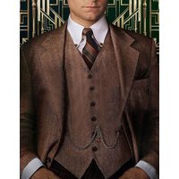 Alberto Nardoni Men's Great Gatsby Tweed Suit in Light Brown — Mens Suits & Blazers