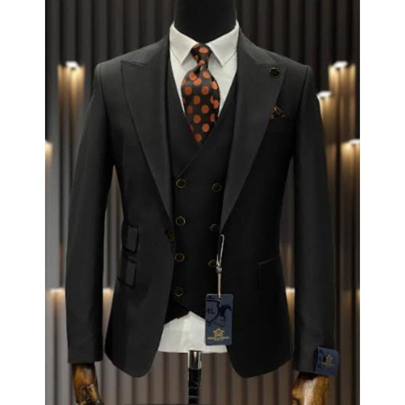 Alberto Nardoni Men's One Button Peak Lapel Double Breasted Suit — Mens Suits & Blazers