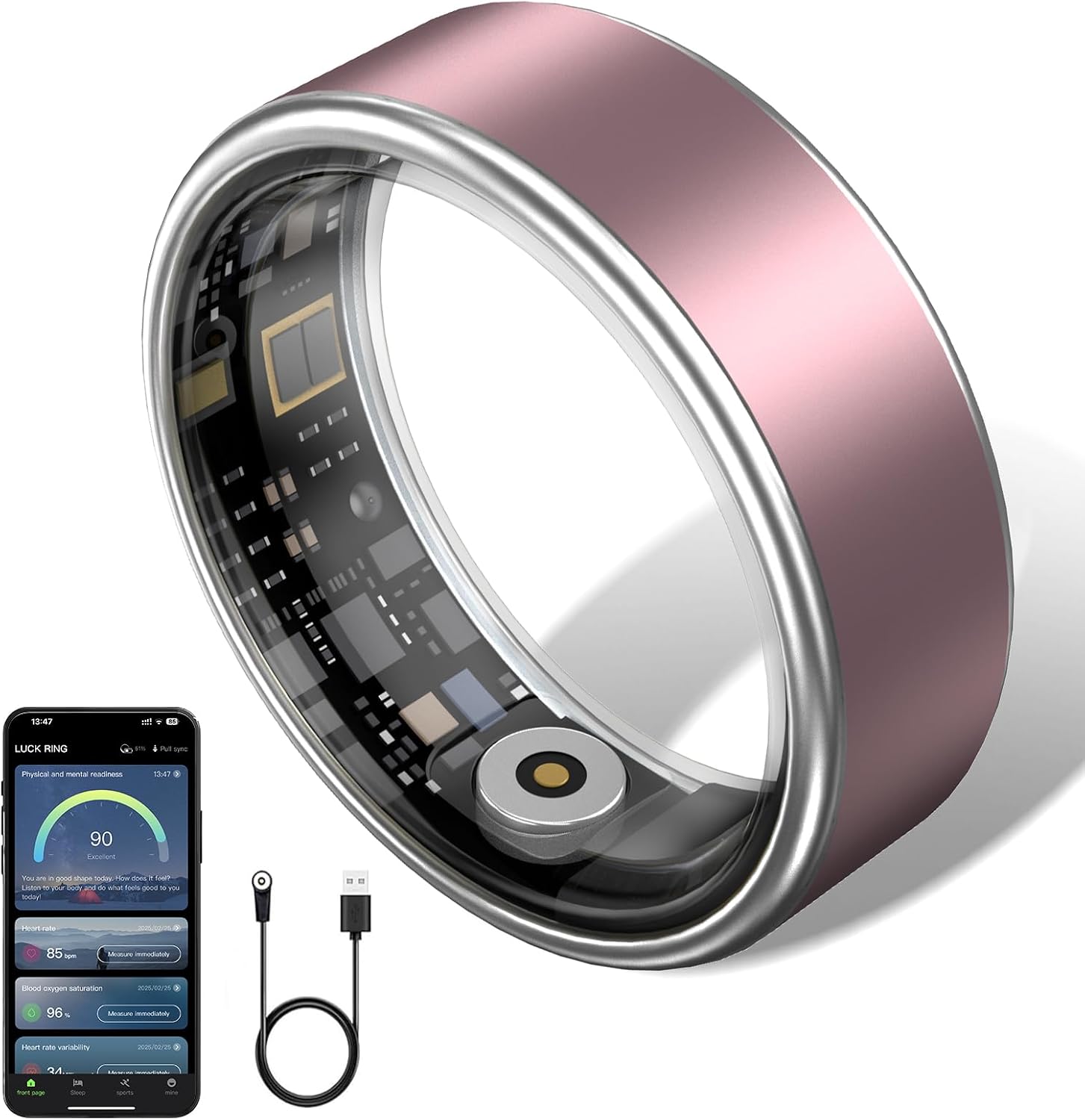 Bague Intelligente - Suivi Fitness Étanche IP68, Batterie Durable — Traqueur de condition physique