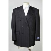 Blazer noir à rayures pour hommes, double boutonnage