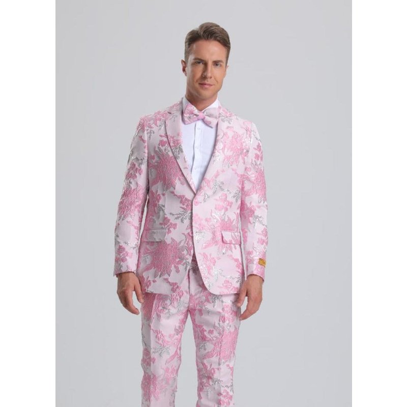 Tuxedo Floral Paisley Rose et Argent pour Homme — Costumes et vestons pour hommes