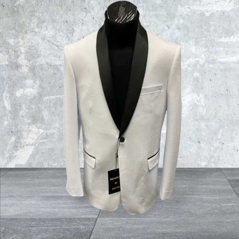 Mens Big and Tall Ivory White Blazer Tuxedo Jacket — Mens Suits & Blazers