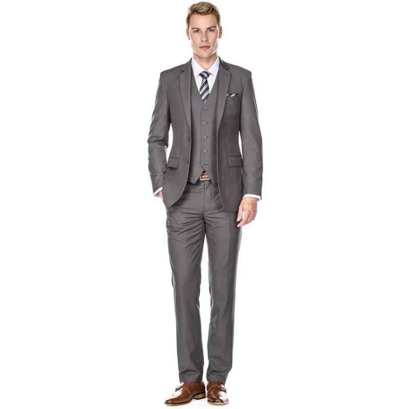 Alberto Nardoni Men's Slim Vested Suit in Grey — Mens Suits & Blazers