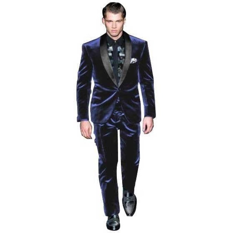 Costume de velours bleu marine à un bouton pour hommes — Costumes et vestons pour hommes