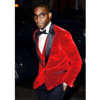 Alberto Nardoni Store 1 Button Velvet Blazer Suit Jacket - Red Tuxedo