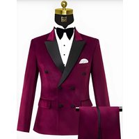Alberto Nardoni Men's Burgundy Velvet Tuxedo - Slim Fit — Mens Suits & Blazers