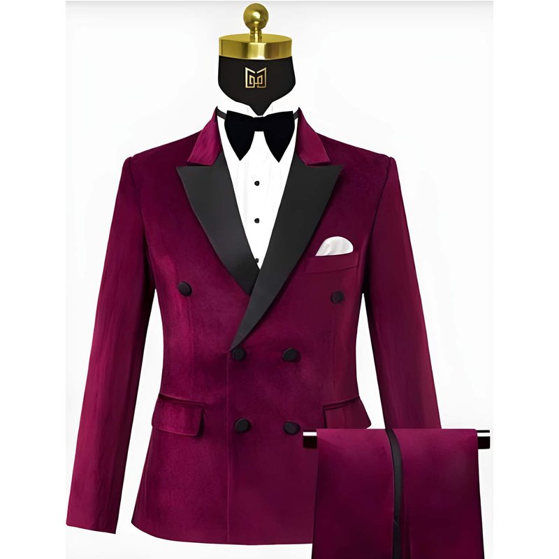 Tuxedo en Velours Bourgogne pour Hommes - Ajustement Slim — Costumes et vestons pour hommes
