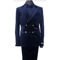 Alberto Nardoni Velvet Double Breasted Slim Fit Suit Red