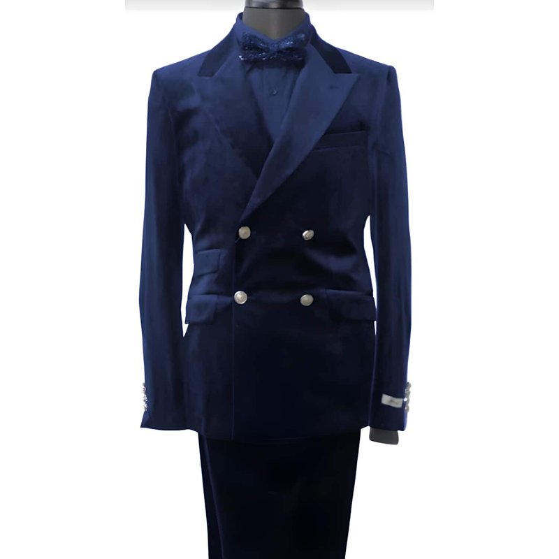 Costume en Velours Double Boutonnage Ajusté Rouge Alberto Nardoni — Costumes et vestons pour hommes
