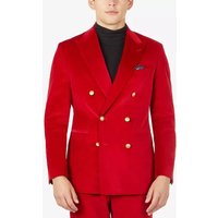 Alberto Nardoni Men's Slim-Fit Bright Red Velvet Double-Breasted Jacket — Mens Suits & Blazers