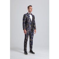 Men's Navy and Gold Prom Suit 2024 — Mens Suits & Blazers