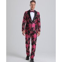 Men's Fuchsia Pink & Black Prom Suit 2024 — Mens Suits & Blazers