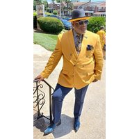 Blazer double boutonnage or - Manteau sport couleur camel