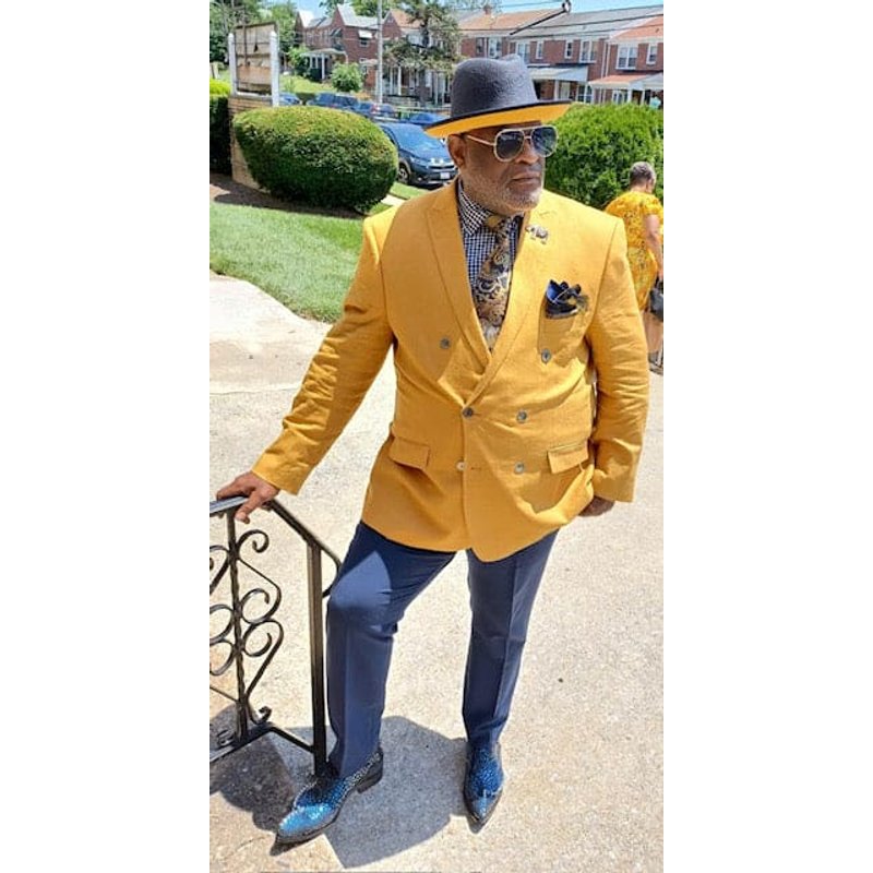 Blazer double boutonnage or - Manteau sport couleur camel — Costumes et vestons pour hommes