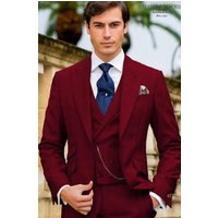 Mens Wide Lapel Suit in Burgundy — Mens Suits & Blazers