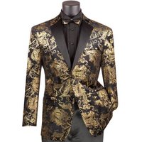 Veste de Tuxedo pour Homme en Or et Noir à Motif Paisley d'Alberto Nardoni