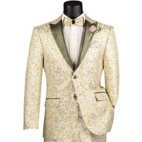 Tuxedo Slim Fit Jacquard Beige Champagne pour Hommes Alberto Nardoni