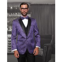 Tuxedo pour hommes en violet avec motif tourbillon et revers en pointe — Costumes et vestons pour hommes