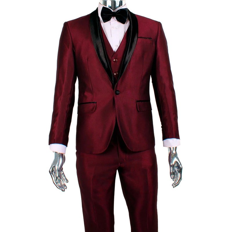 Tuxedo Veste à Col Châle 1 Bouton pour Hommes en Bourgogne — Costumes et vestons pour hommes