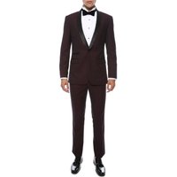 Tuxedo Bordeaux à Col Châle pour Hommes
