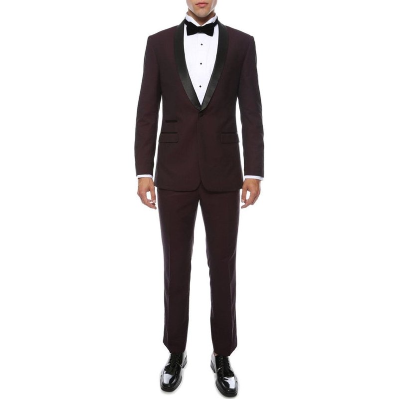 Tuxedo Bordeaux à Col Châle pour Hommes — Costumes et vestons pour hommes